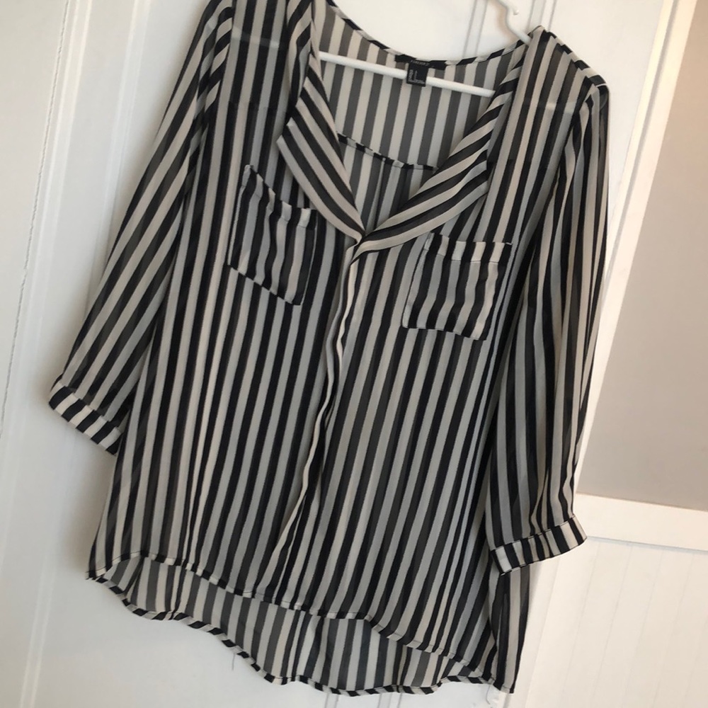 Sheer pin stripe top